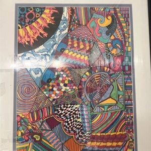 Vibrant Abstract Multicolor Framed Art Print - drawn and illustrated by K Cooper